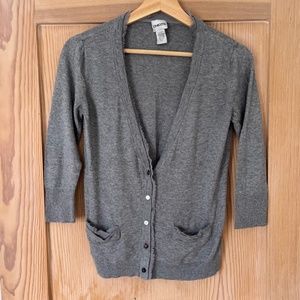 Chico’s Cardigan, Raw Silk Trim, Size 1